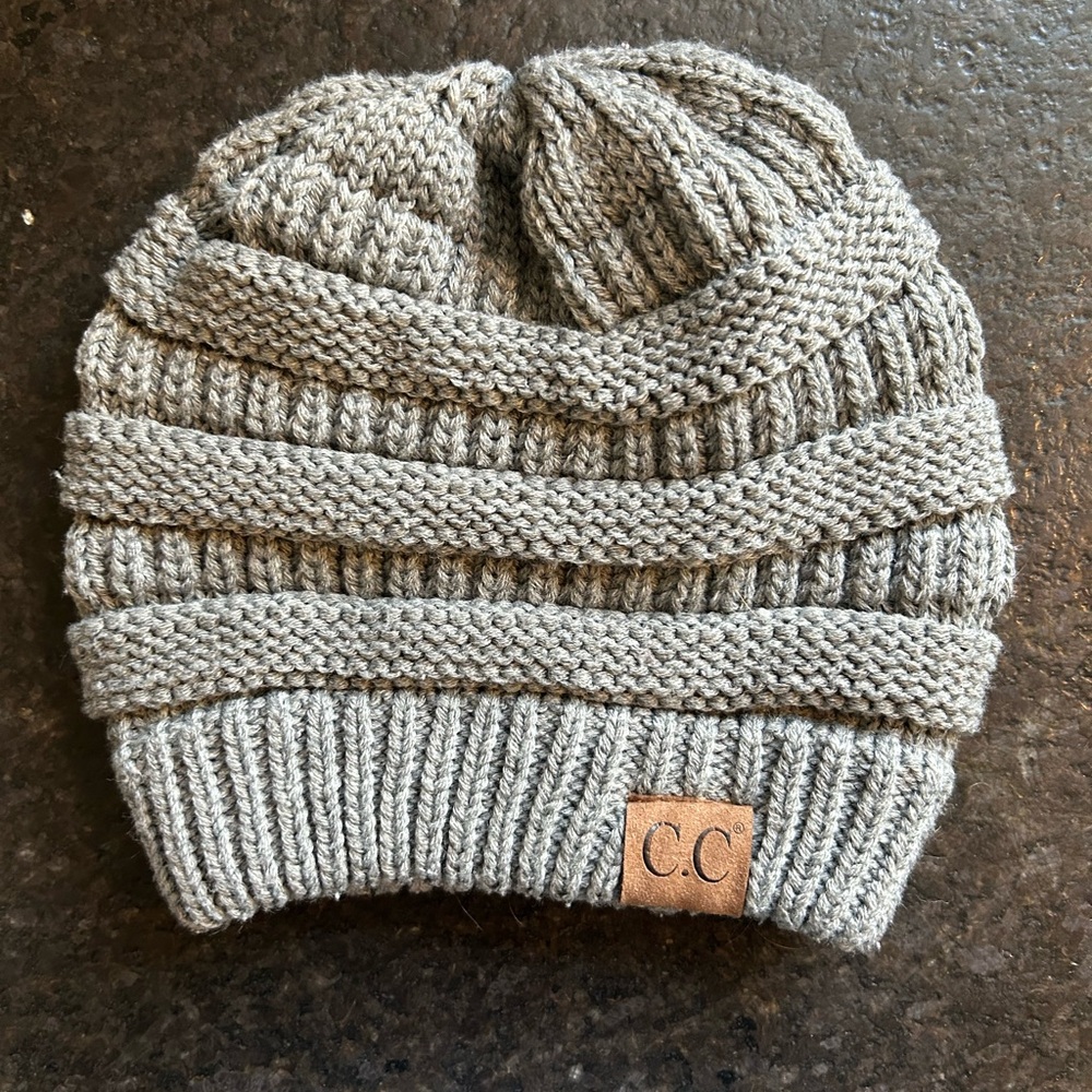 Womens gray CC beanie